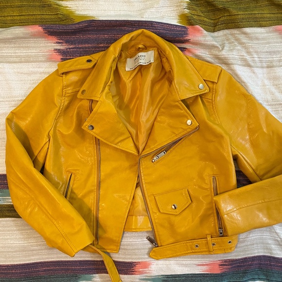 Zara Jackets & Blazers - Zara faux leather jacket (Mustard Yellow)